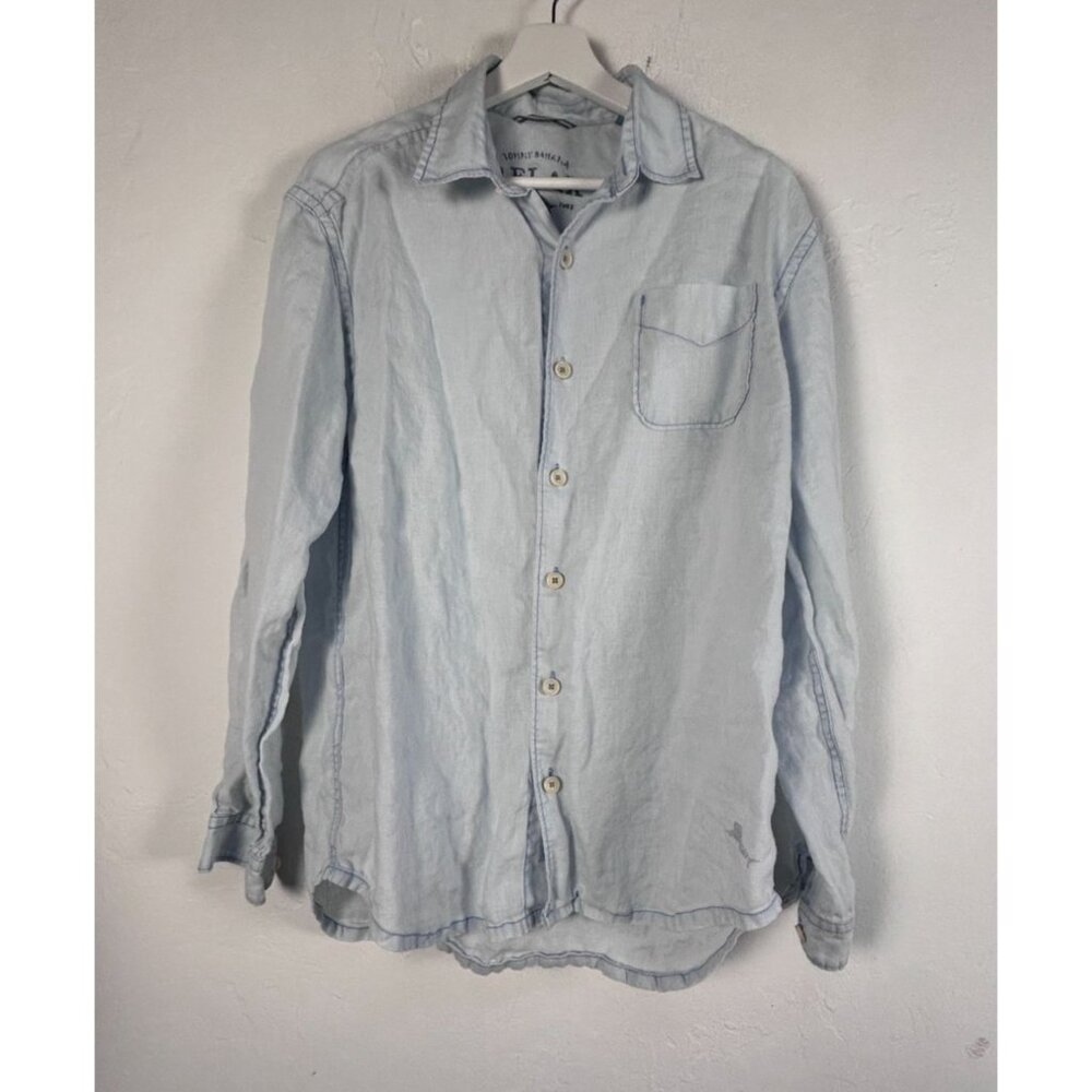 Tommy Bahama Relax Mens Light Blue Long Sleeve Button-Up Shirt Medium Casual